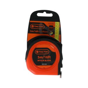 Tactix Nyslik Blade Measuring Tape Black and Orange 19mm x 5m Tactix Nyslik Blade Measuring Tape Black and Orange 19mm x 5m